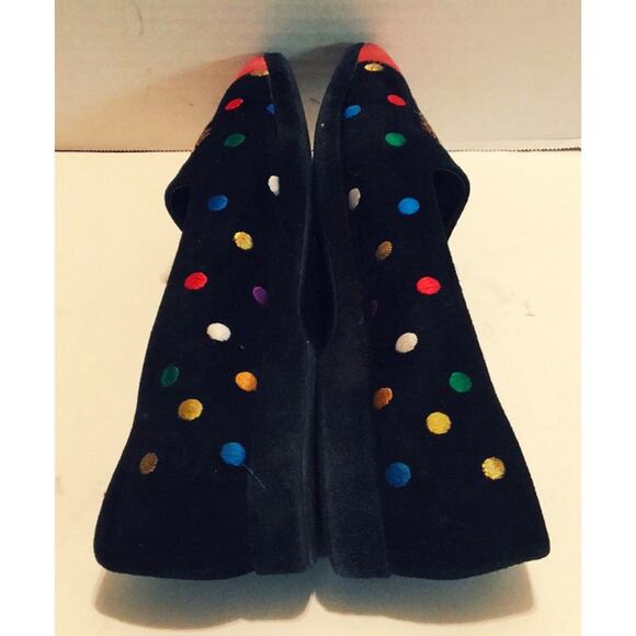 VINTAGE J. RENEE TIGER CAROUSEL FLATS BLACK SUEDE - Picture 4 of 4